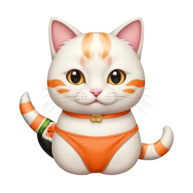 cat wearing a bikini made of sushi sticker