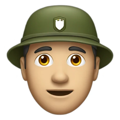 european man wearing a army green hat with logo sticker