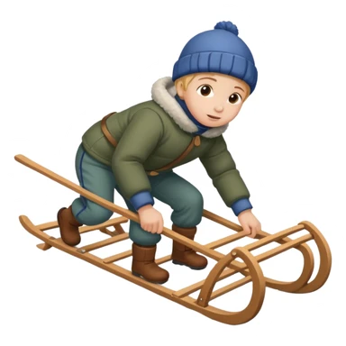 child pulling sled sticker