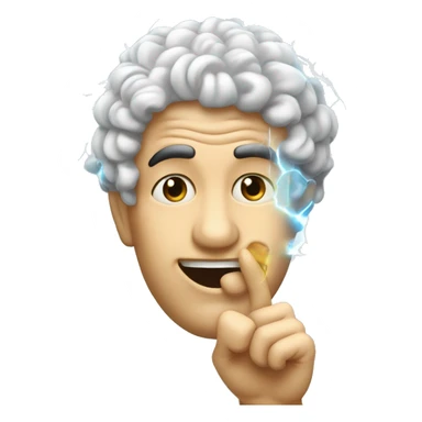 Inspiration face, lightening happening on head,hand finger two twist which shown that men got a new idea with his best brain  sticker