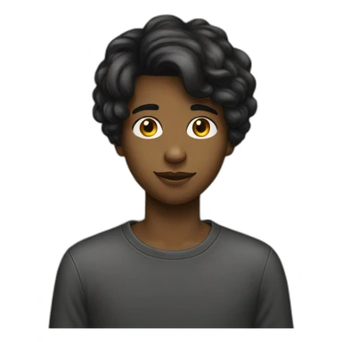 Adolescent garçon cheveux noirs court lisse sticker