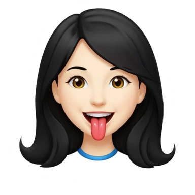 femme longs cheveux noire peau claire qui en tirant la langue sticker