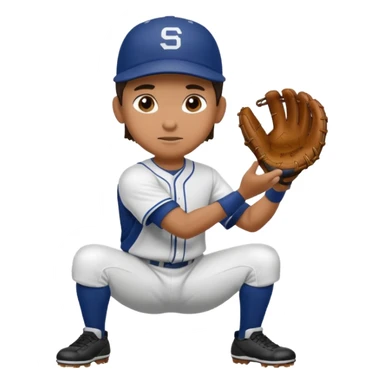 baseball player, ready to catch, crouched position sticker