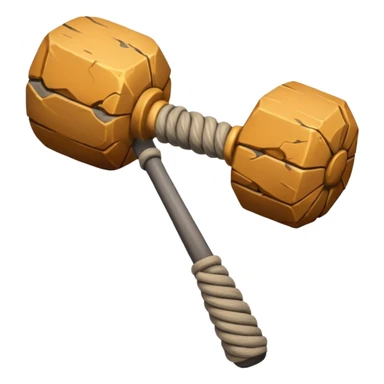 A heavy stone club with knotted handle grip.












 sticker