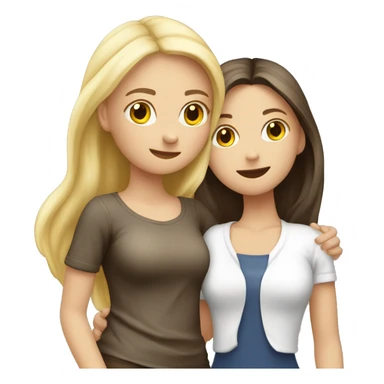 Two girls’ hug European ohne blonde ohne brunette different Outfits  sticker