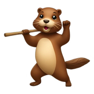 dancing beaver with stick sticker