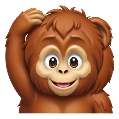 cinematic-realistic-orangutan-baby-portrait-emoji,-head-tilted-playfully-and-inquisitively,-with-a-gentle,-expressive-face-accented-by-soft,-flowing-fur-and-round,-sparkling-eyes-brimming-with-warmth,-simplified-yet-irresistibly-adorable-feature sticker