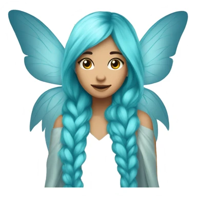 Beautiful, fairy, blue, turqoise, silver, long hair, big wings sticker