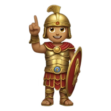 a roman warrior making a peace sign with his hand sticker