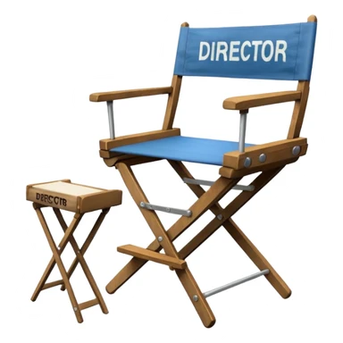 Director’s chair – foldable chair with “Director” text. sticker