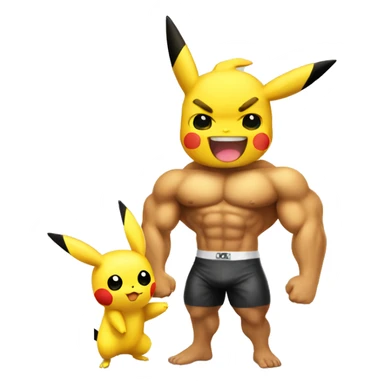pikachu loving a white male bodybuilder  sticker
