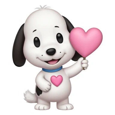 snoopy con un corazón rosita entre los brazos  sticker