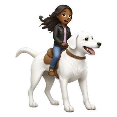Girl riding a white dog sticker