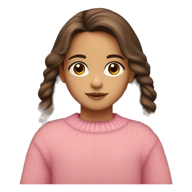 little girl, hispanic, long brown hair, brown eyes, pink sweater, winter sticker