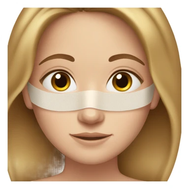 Brown haired white girl with freakles wearing skincare mask sticker