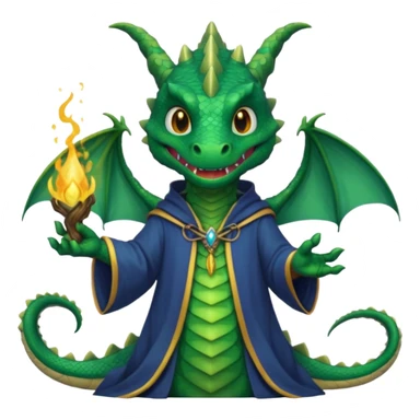 A dragon wearing wizard robes, casting a spell with a curious grin, portrait, bust up sticker