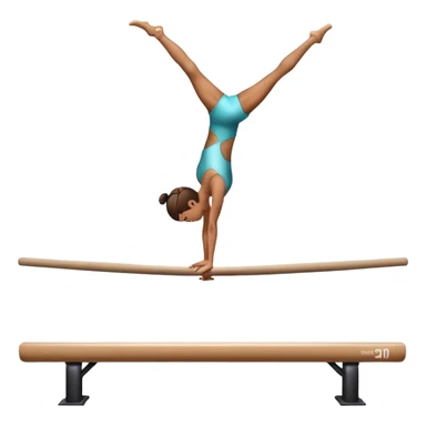 An artistic emoji of a professional sports acrobat performing a stunning balance pose on a narrow beam. The acrobat showcases perfect control, flexibility, and strength, executing an elegant handstand. The background features a bright gymnastics arena with spotlights. sticker