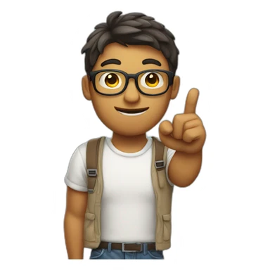 Nerd Raising His Index Finger showing hand wrist sticker