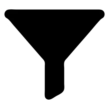 solid black filled icon of a classic funnel, simple and bold sticker