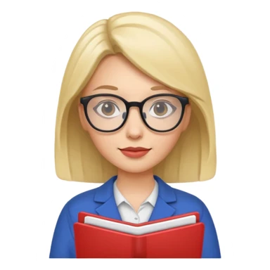 a woman with glasses and a folder in her hands like sticker