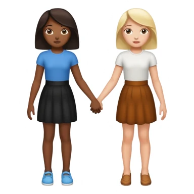 Black girl and white girl holding hands turned away sticker