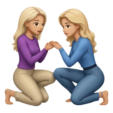 A woman on her knees for another woman sticker