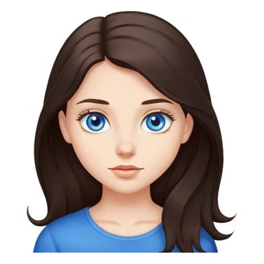 a girl with long dark brown hair, blue eyes, fair skin sticker