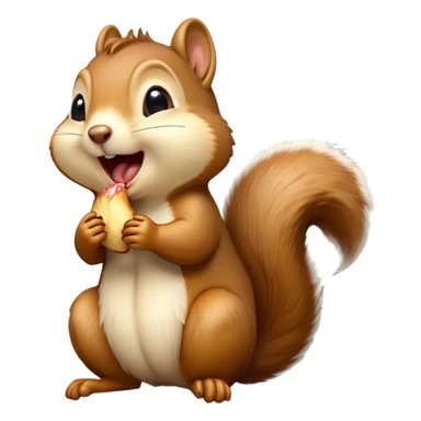 Cinematic Silly Yawning Squirrel Portrait Emoji, Head tilted with a dramatic, wide-open yawn revealing a tiny, adorable snout, soft, downy fur and a fluffy tail slightly askew, Simplified yet irresistibly cute features, highly detailed, glowing with a soft, cozy woodland glow, high shine, relaxed yet humorously expressive, stylized with a dash of whimsical woodland charm, soft glowing outline, capturing the essence of a drowsy yet endearing squirrel that appears ready to stretch and yawn its way into your heart! sticker