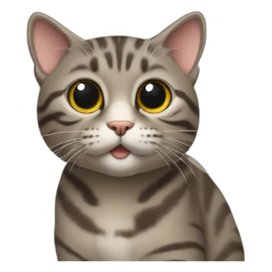 Chubby brown gray tabby cat sticker