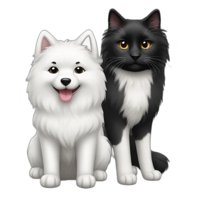 samoyed and black ragdoll cat sticker
