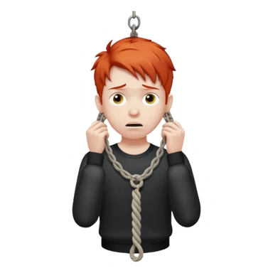 red head boy hanging from noose sticker
