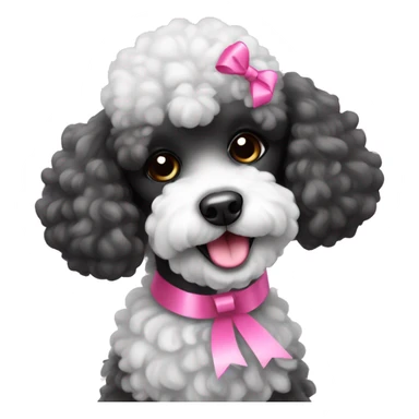 black and white poodle with pink clip ribbon sticker
