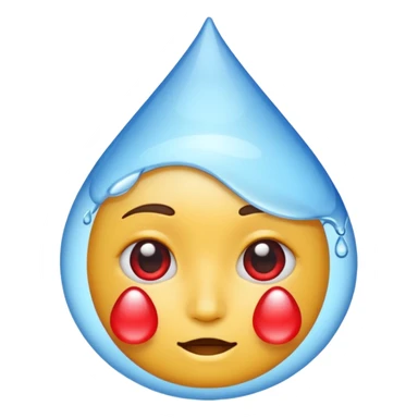 The iPhone emoji with the face with the water drop on the head but make water drop red sticker