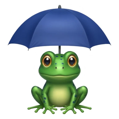 Frog with dark blue umbrella sticker