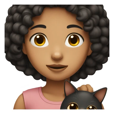 Girl with black hair with brown cat sticker