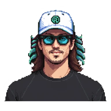 guy with mullet and baseball cap, wearing polarized Pit Viper glasses sticker