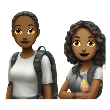Two girls travel to tropical island  sticker