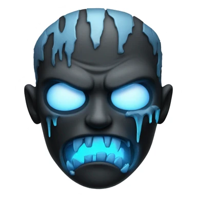 Dark black gray silver maroon zombie face photograph detailed blue flames in mouth blue glow sticker
