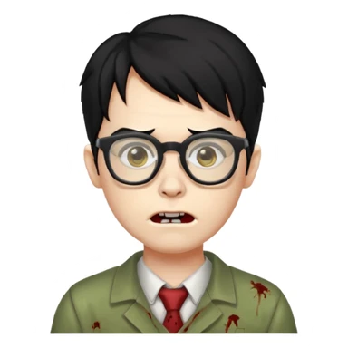 Zombie nerd cabelo preto sticker