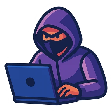 hacker character in purple hoodie, digital style sticker