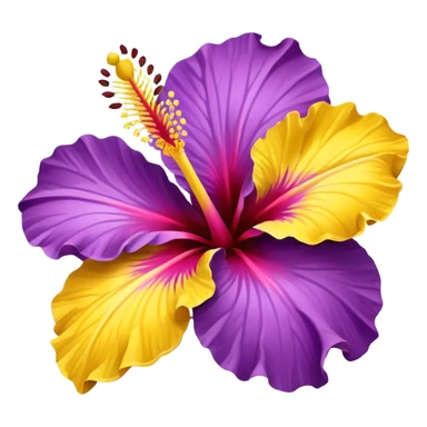 Hibiscus flower with a different petal yellow with the corner purple  sticker