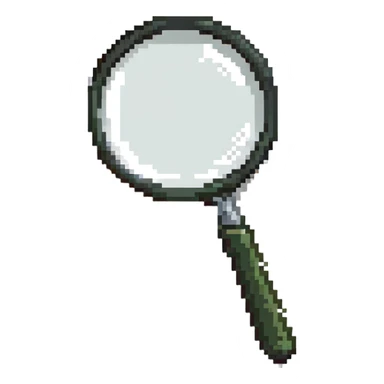 A detailed magnifying glass showing pixel details sticker