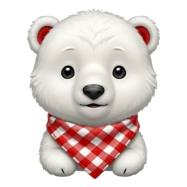 baby polar bear wearing a red and white checkered Neckerchief sticker