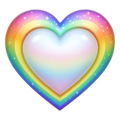white heart with a rainbow sparkle sticker