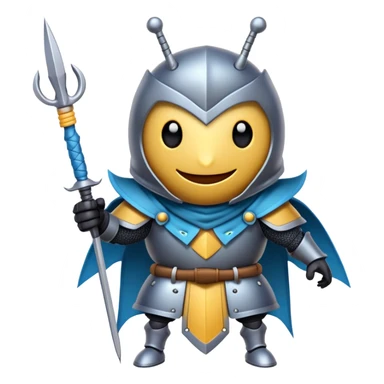 excited bug knight with needle and thread sticker