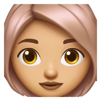 Una mujer de piel bronceada ojo redondos pestañas de muñeca ojos color café, cabello corto estilo Bob con destellos rubios boca fina color rosa. Ceja finas y delicadas orejas derecha con 4 perforaciones y orejas izquierda con 2 perforaciones  sticker