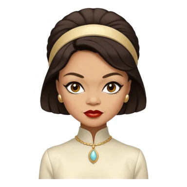 Eartha Kitt with dark brown hair, ivory outfit sticker