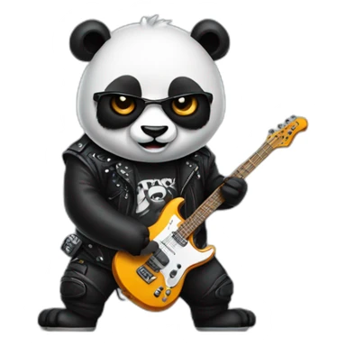 panda with electric guitar and heavy metal clothing sticker