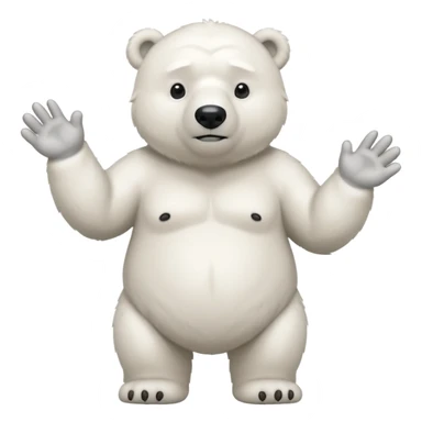 Make a humanoid polar bear shrugging looking doubtful, showing only from chest above, no legs sticker