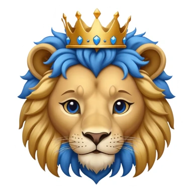 brave lion wearing a golden crown with blue hearts in New York City sticker